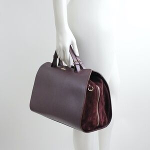 Nardelli Italy Plum Leather Satchel Bag Speedy Handbag Suede NWOT Italian Bag